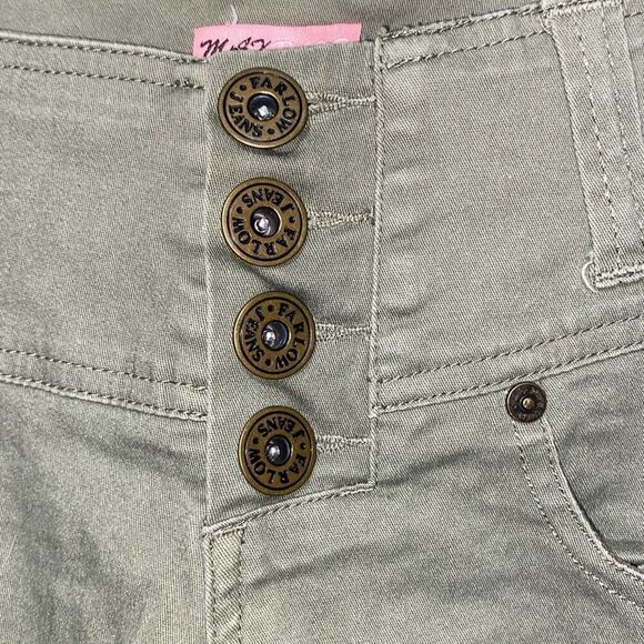 Max Rave Women's Army Green Button Fly Cotton Blend Skinny Khaki Pants Size 3 - Picture 4 of 9